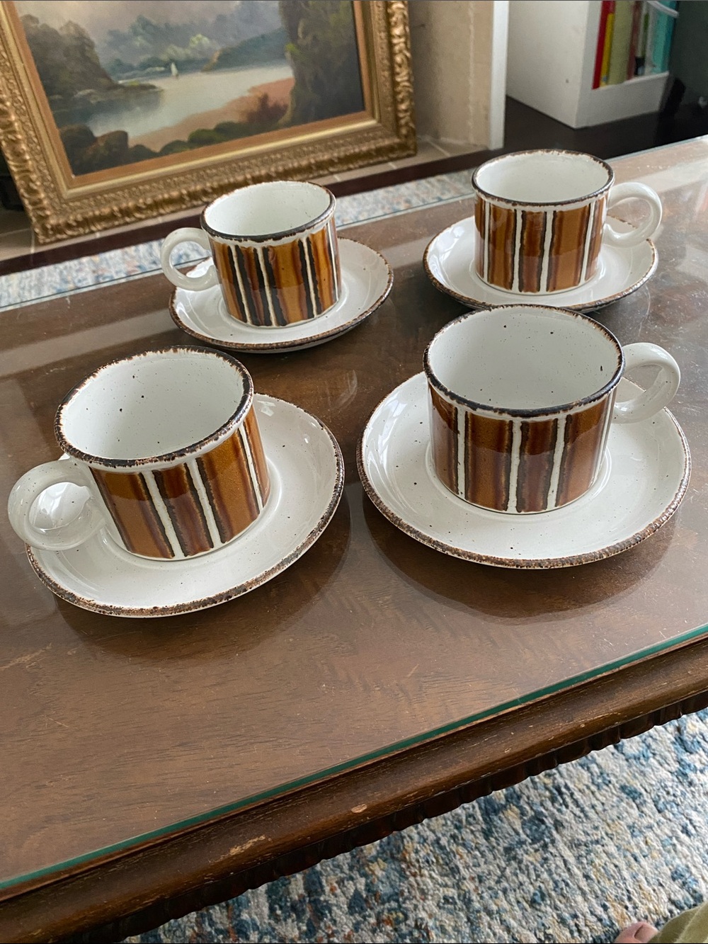 1970’s Set of 4 Stonehenge Midwinter -EARTH- Cups and Saucers - Like New!